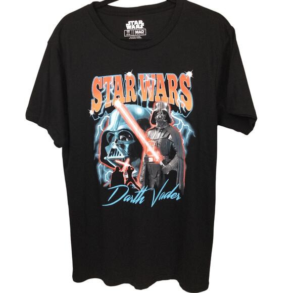 Star Wars Darth Vader Mad Engine Three Vader Moon Black Graphic T-shirt Men's M - Picture 1 of 7